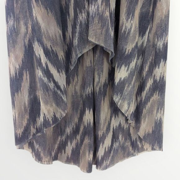Sweet Pea Y2K Mesh Maxi Dress Medium Ikat Print Empire Waist Gray Beige - Picture 3 of 8